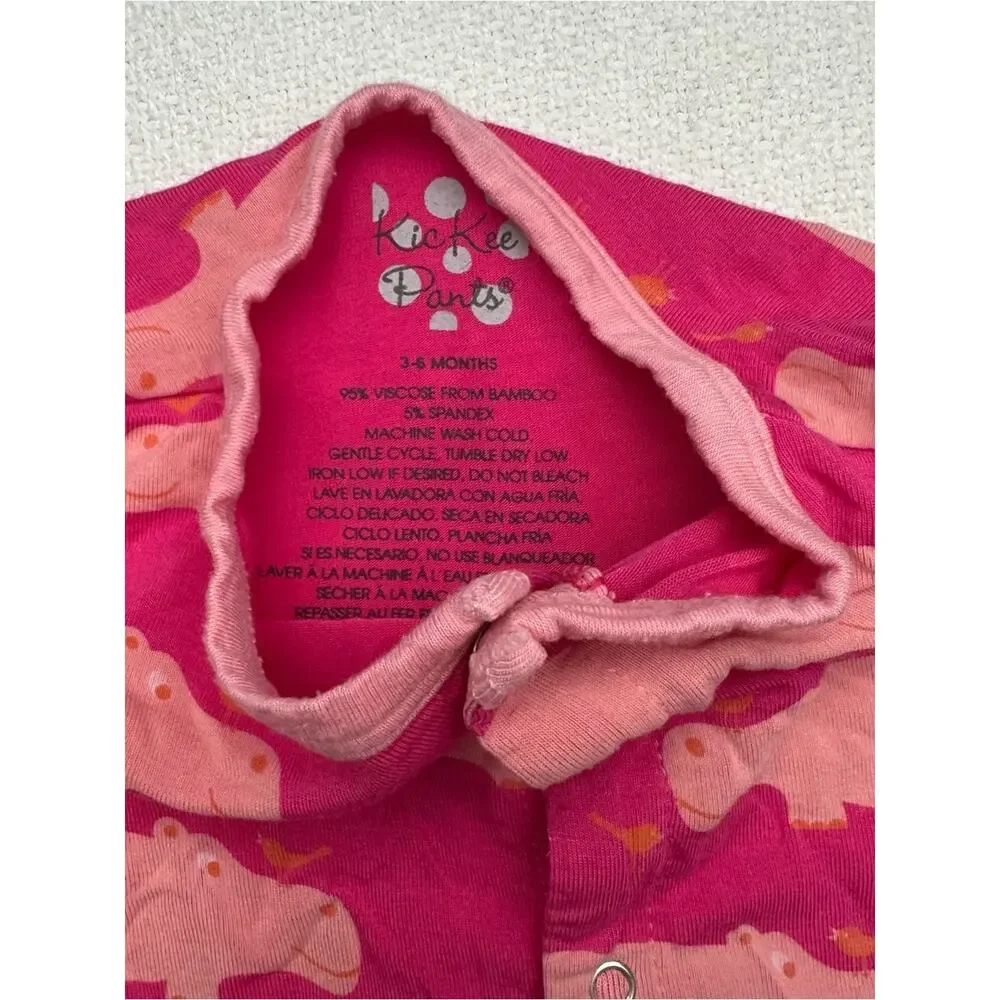 Kickee Pants Pink Hippo Print One-Piece Sleeper